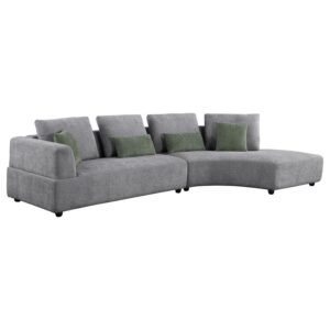 TOSCANO 134-INCH UPHOLSTERED SECTIONAL SOFA GREY