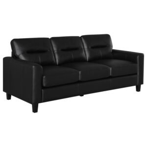 SCOTLAND FAUX LEATHER UPHOLSTERED TRACK ARM SOFA BLACK