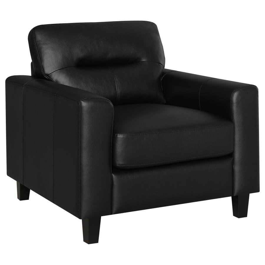 SCOTLAND FAUX LEATHER UPHOLSTERED TRACK ARM CHAIR BLACK