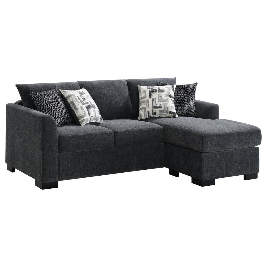 STOREY UPHOLSTERED SLEEPER SECTIONAL CHAISE SOFA DARK GREY