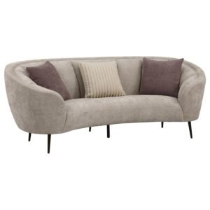 ELLORIE UPHOLSTERED CHANNEL BACK CURVED SOFA BEIGE