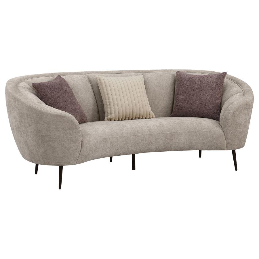 ELLORIE UPHOLSTERED CHANNEL BACK CURVED SOFA BEIGE