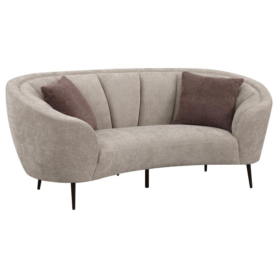 ELLORIE UPHOLSTERED CHANNEL BACK CURVED LOVESEAT BEIGE