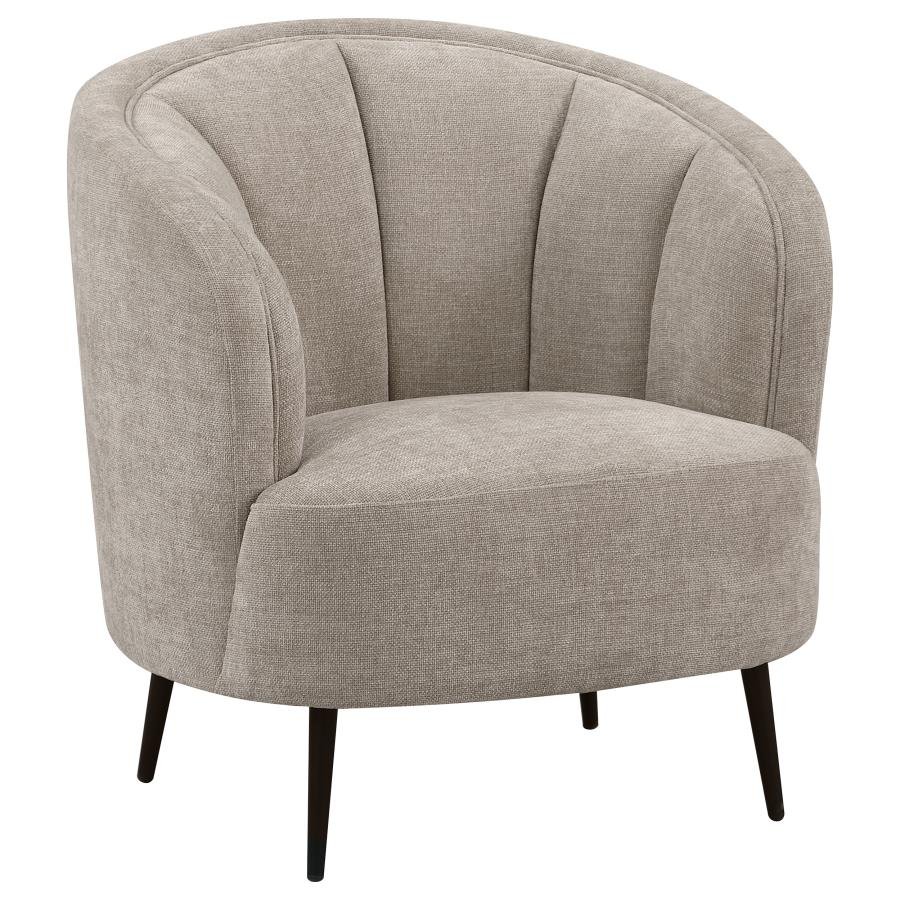 ELLORIE UPHOLSTERED CHANNEL BACK CURVED CHAIR BEIGE