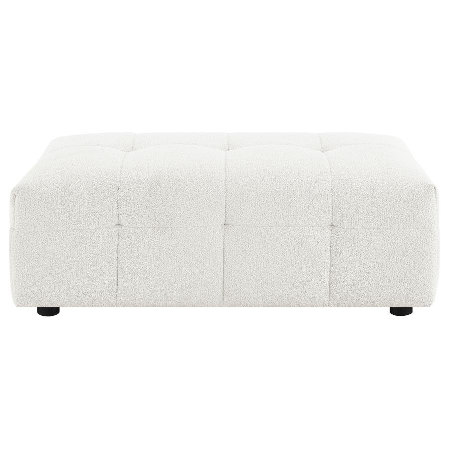 EVERLY BOUCLE UPHOLSTERED RECTANGULAR OTTOMAN OFF WHITE - Image 3