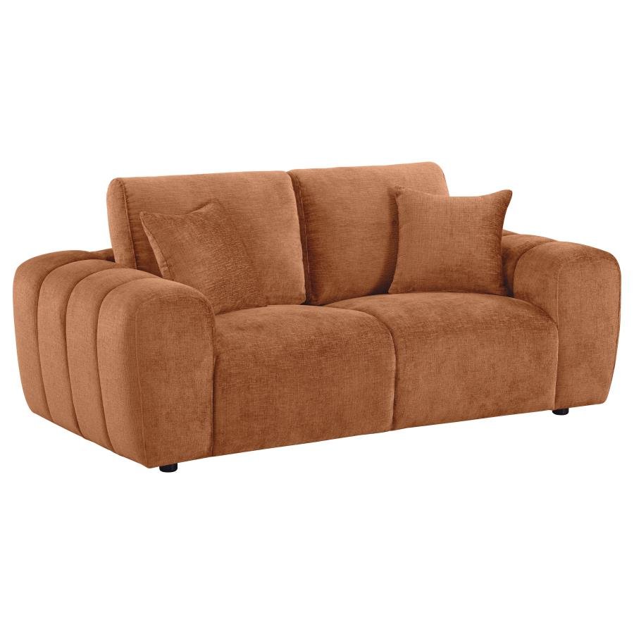 BURNETT 3-PIECE CHENILLE UPHOLSTERED SOFA SET BURNT ORANGE - Image 5