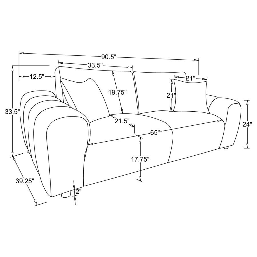 BURNETT 3-PIECE CHENILLE UPHOLSTERED SOFA SET BURNT ORANGE - Image 9