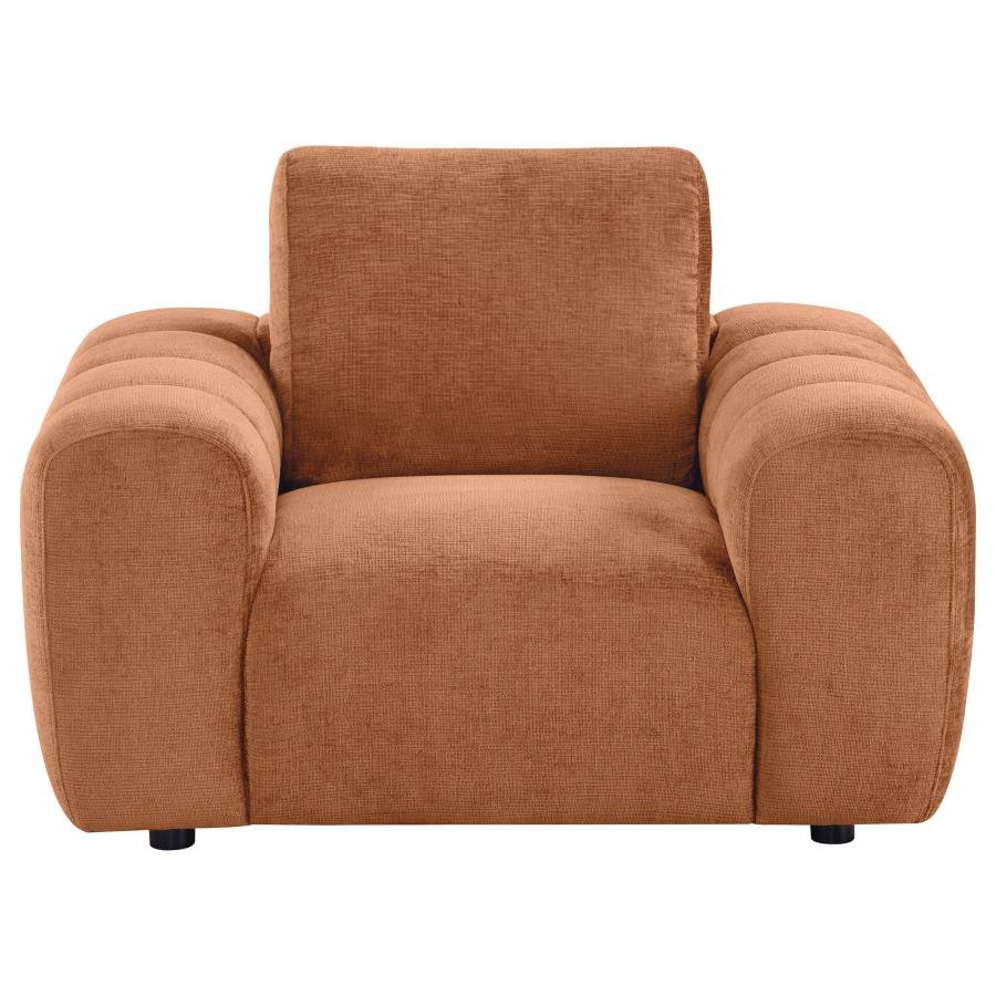 BURNETT CHENILLE UPHOLSTERED ACCENT CHAIR BURNT ORANGE - Image 3