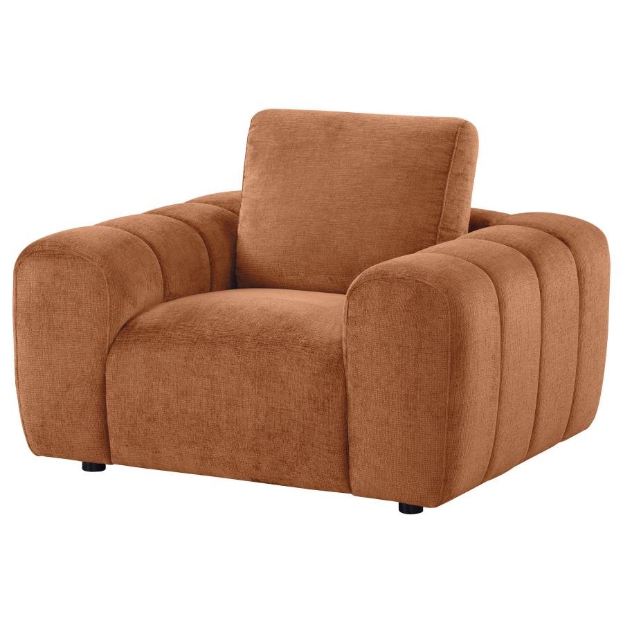 BURNETT CHENILLE UPHOLSTERED ACCENT CHAIR BURNT ORANGE - Image 4