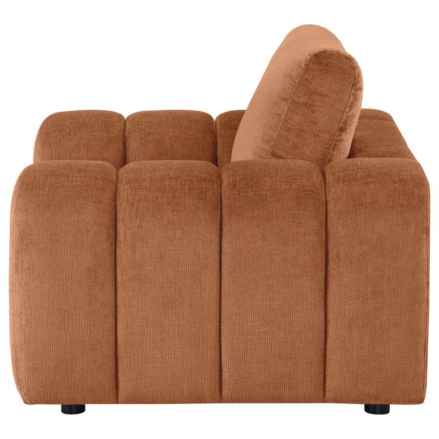 BURNETT CHENILLE UPHOLSTERED ACCENT CHAIR BURNT ORANGE - Image 5