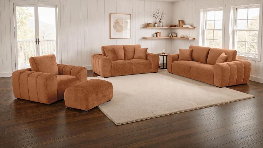 BURNETT CHENILLE UPHOLSTERED ACCENT CHAIR BURNT ORANGE - Image 12