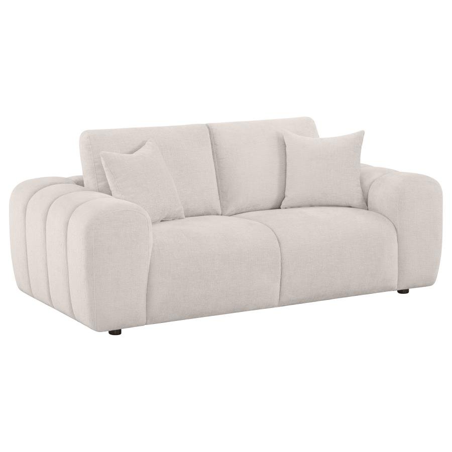 BURNETT CHENILLE UPHOLSTERED WIDE ARM LOVESEAT IVORY