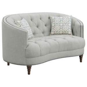 AVONLEA UPHOLSTERED SLOPED ARM LOVESEAT GREY FABRIC