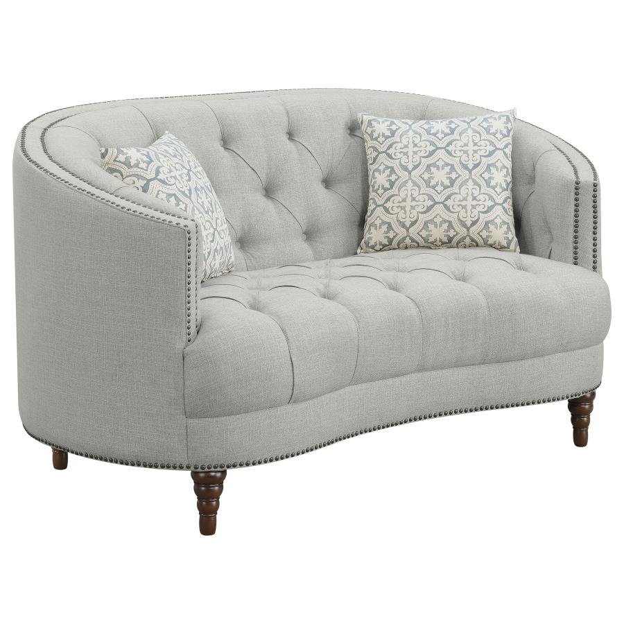 AVONLEA UPHOLSTERED SLOPED ARM LOVESEAT GREY FABRIC