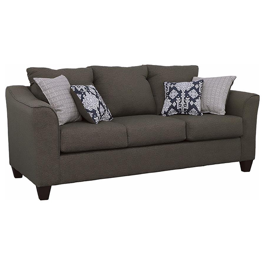 SALIZAR UPHOLSTERED FLARED ARM SOFA CHARCOAL GREY