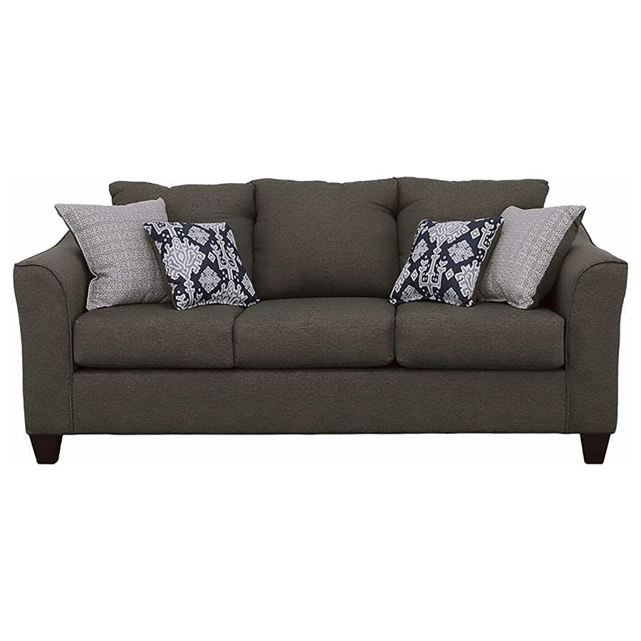 SALIZAR UPHOLSTERED FLARED ARM SOFA CHARCOAL GREY - Image 2