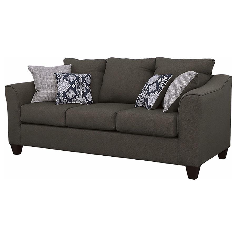 SALIZAR UPHOLSTERED FLARED ARM SOFA CHARCOAL GREY - Image 3