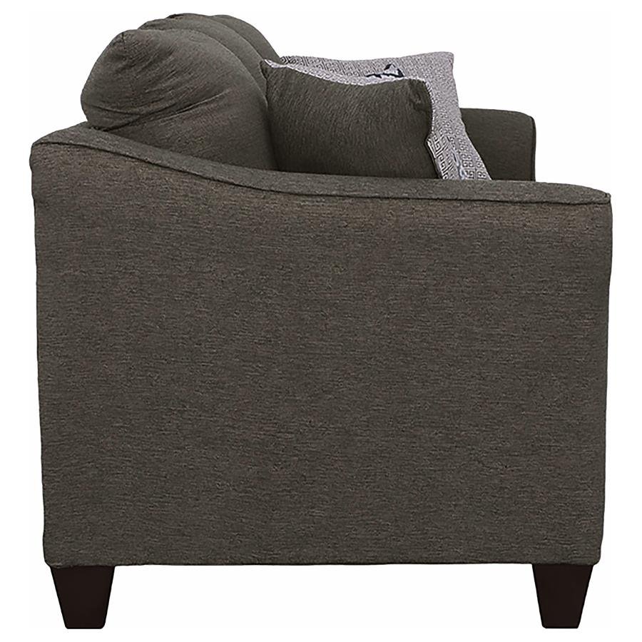 SALIZAR UPHOLSTERED FLARED ARM SOFA CHARCOAL GREY - Image 4