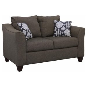 SALIZAR UPHOLSTERED FLARED ARM LOVESEAT CHARCOAL GREY
