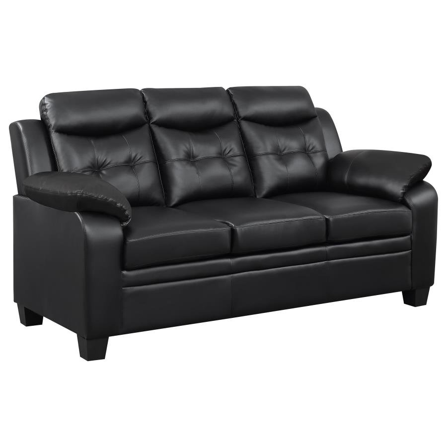 FINLEY UPHOLSTERED PADDED ARM TUFTED SOFA BLACK