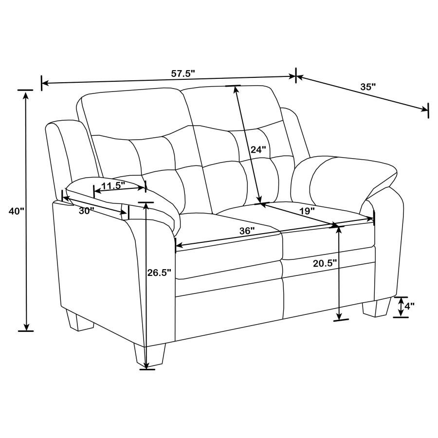 FINLEY UPHOLSTERED PADDED ARM TUFTED LOVESEAT BLACK - Image 9