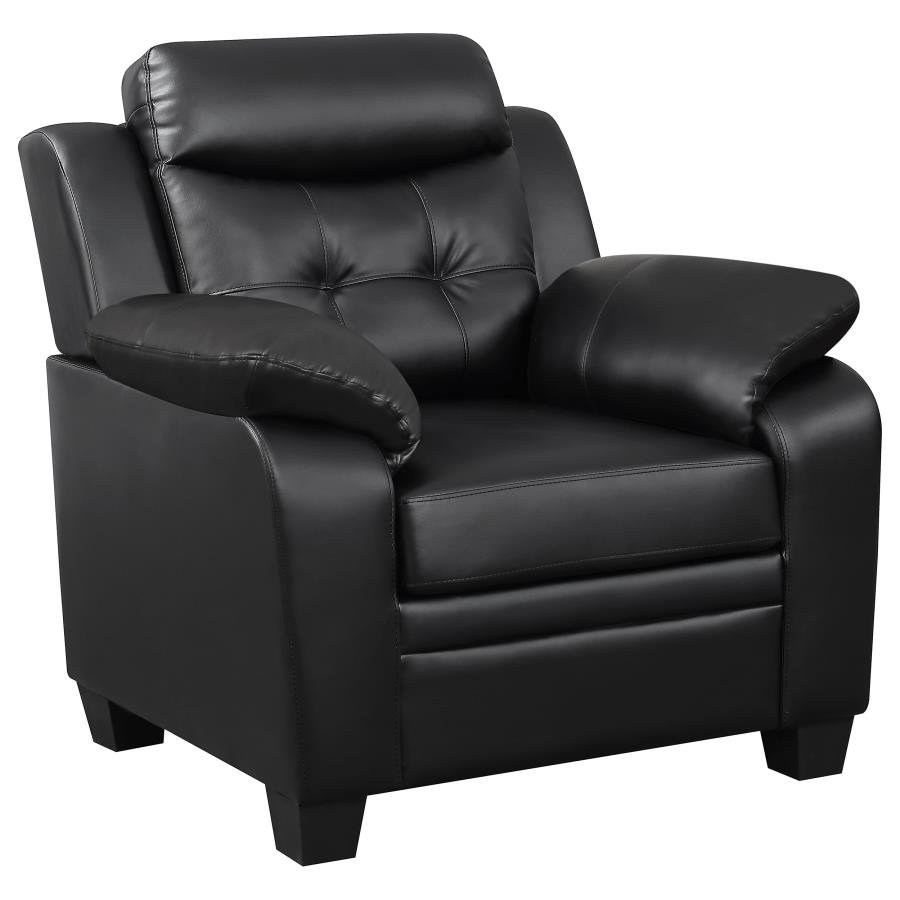 FINLEY UPHOLSTERED PADDED ARM TUFTED ACCENT CHAIR BLACK