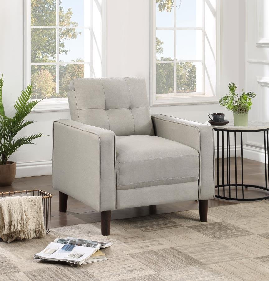 BOWEN UPHOLSTERED TRACK ARM TUFTED ACCENT CHAIR BEIGE - Image 2