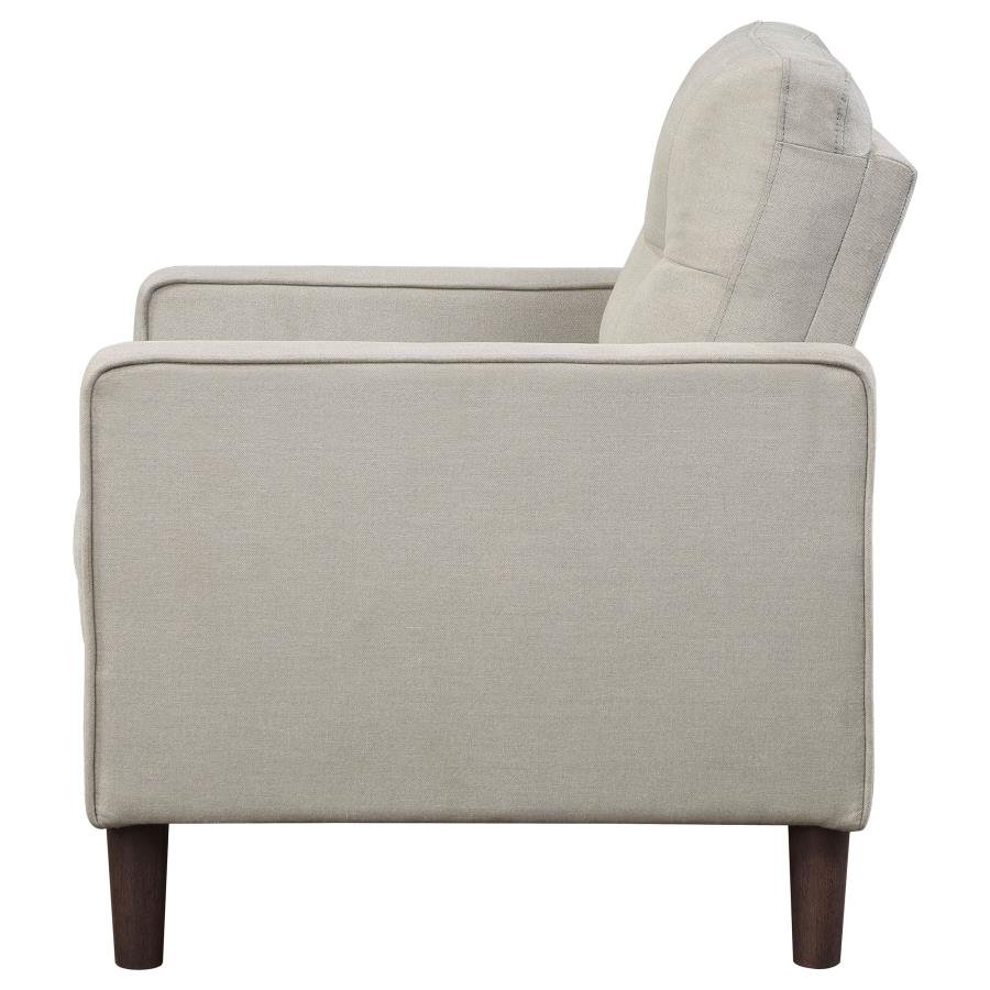 BOWEN UPHOLSTERED TRACK ARM TUFTED ACCENT CHAIR BEIGE - Image 5