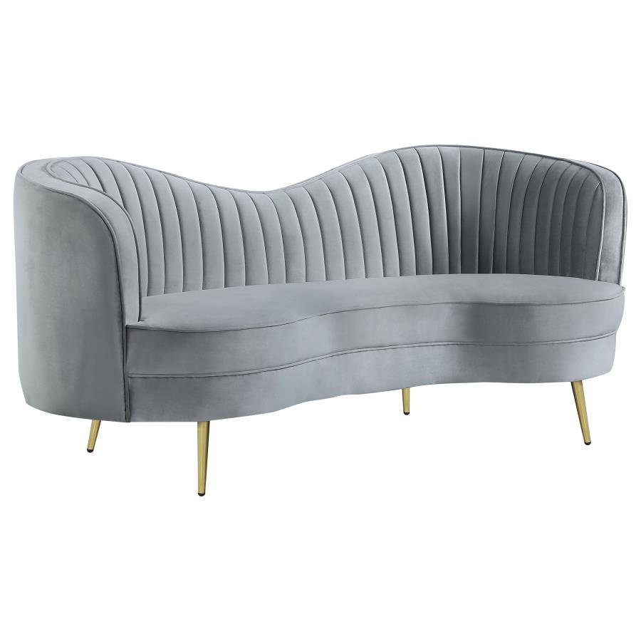 SOPHIA UPHOLSTERED CHANNEL TUFTED LOVESEAT GREY