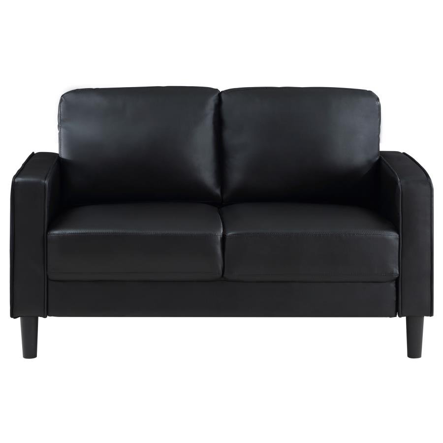 RUTH 3-PIECE UPHOLSTERED TRACK ARM SOFA SET BLACK - Image 8