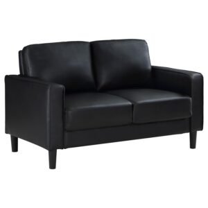 RUTH UPHOLSTERED TRACK ARM LOVESEAT BLACK