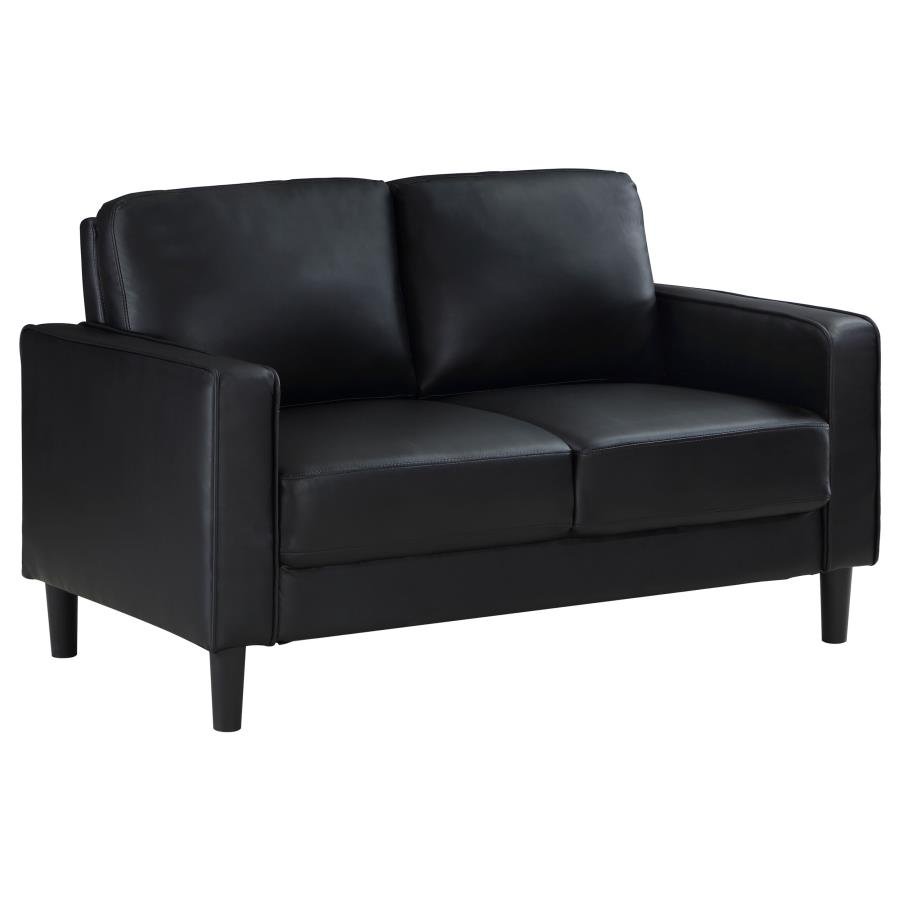 RUTH UPHOLSTERED TRACK ARM LOVESEAT BLACK