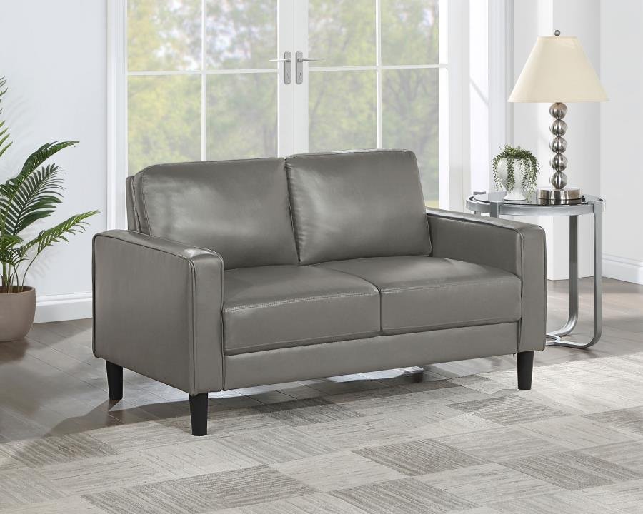 RUTH UPHOLSTERED TRACK ARM LOVESEAT GREY - Image 2