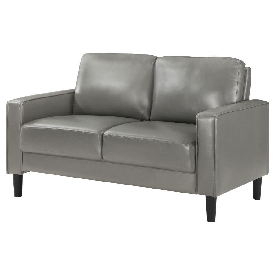 RUTH UPHOLSTERED TRACK ARM LOVESEAT GREY - Image 4