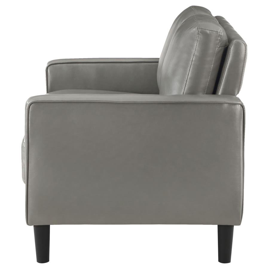 RUTH UPHOLSTERED TRACK ARM LOVESEAT GREY - Image 5