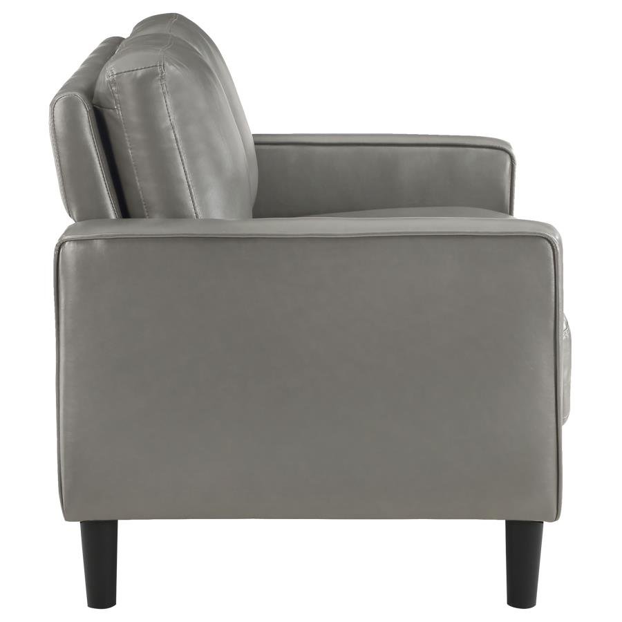RUTH UPHOLSTERED TRACK ARM LOVESEAT GREY - Image 8