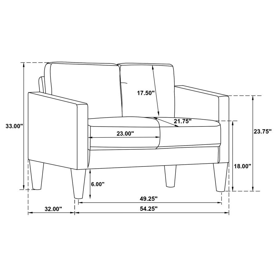 RUTH UPHOLSTERED TRACK ARM LOVESEAT GREY - Image 10
