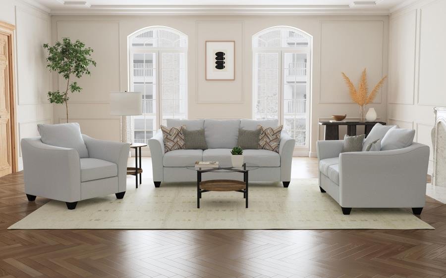 SALIZAR 3-PIECE UPHOLSTERED FLARED ARM SOFA SET SAND
