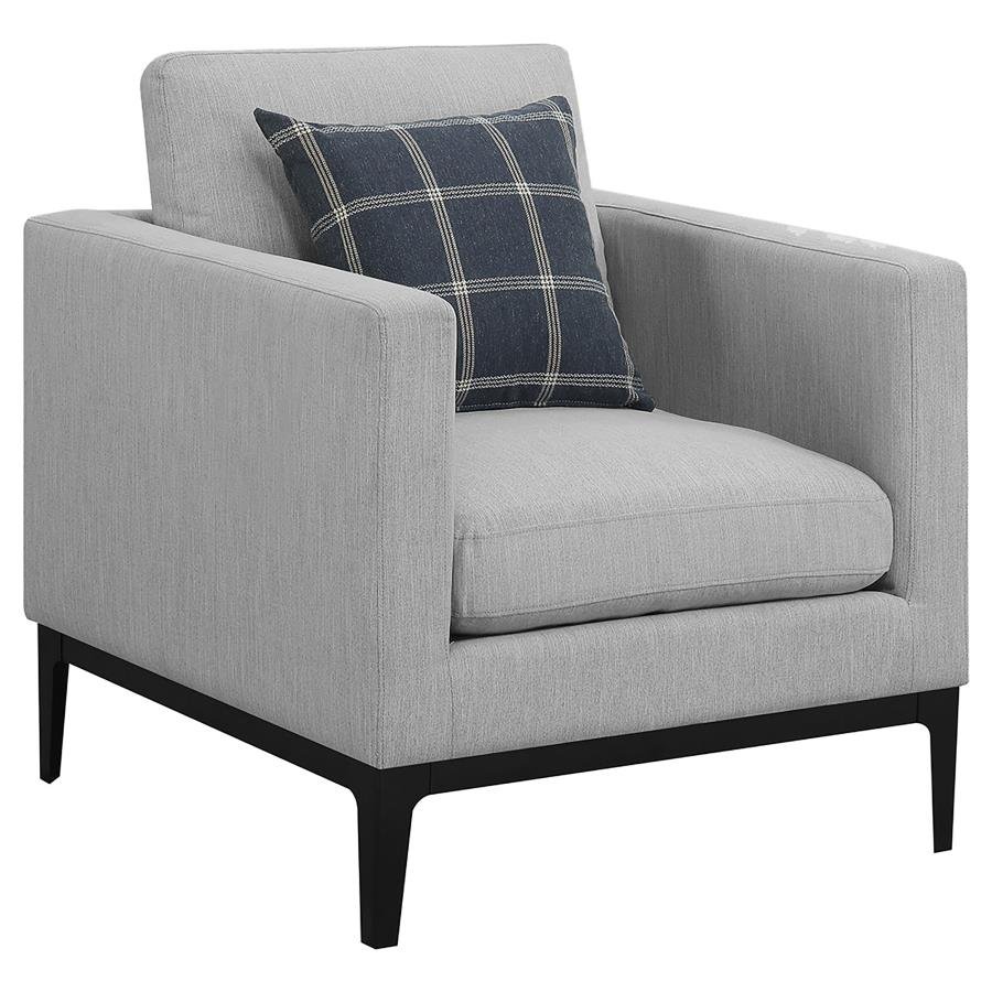 APPERSON UPHOLSTERED TRACK ARM ACCENT CHAIR LIGHT GREY
