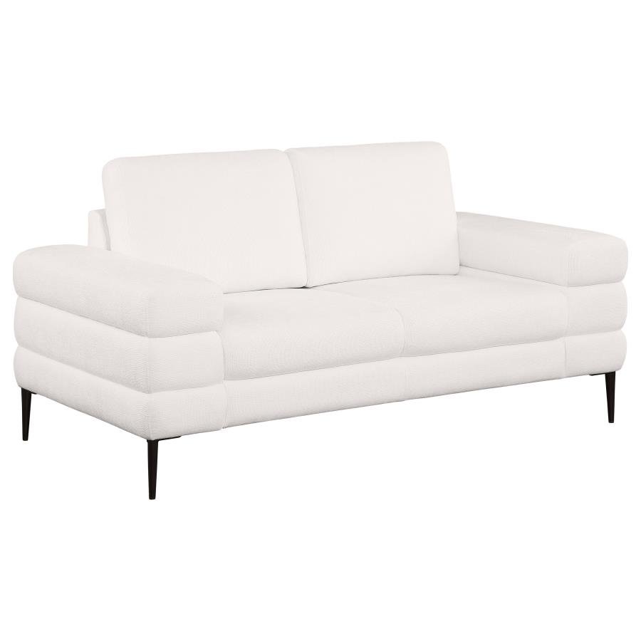 JESSEL CHENILLE UPHOLSTERED TRACK ARM LOVESEAT IVORY
