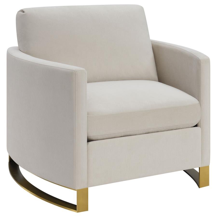CORLISS UPHOLSTERED CURVED TRACK ARM CHAIR BEIGE