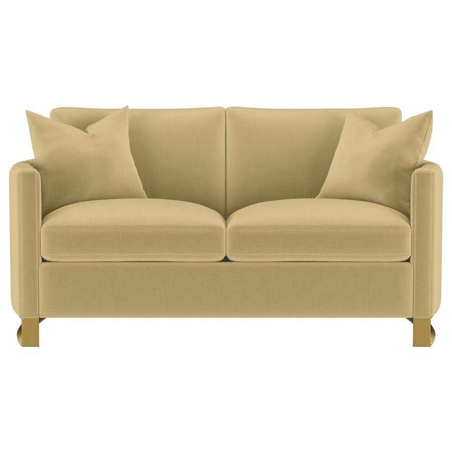 CORLISS 3-PIECE VELVET UPHOLSTERED SOFA SET CAMEL - Image 6