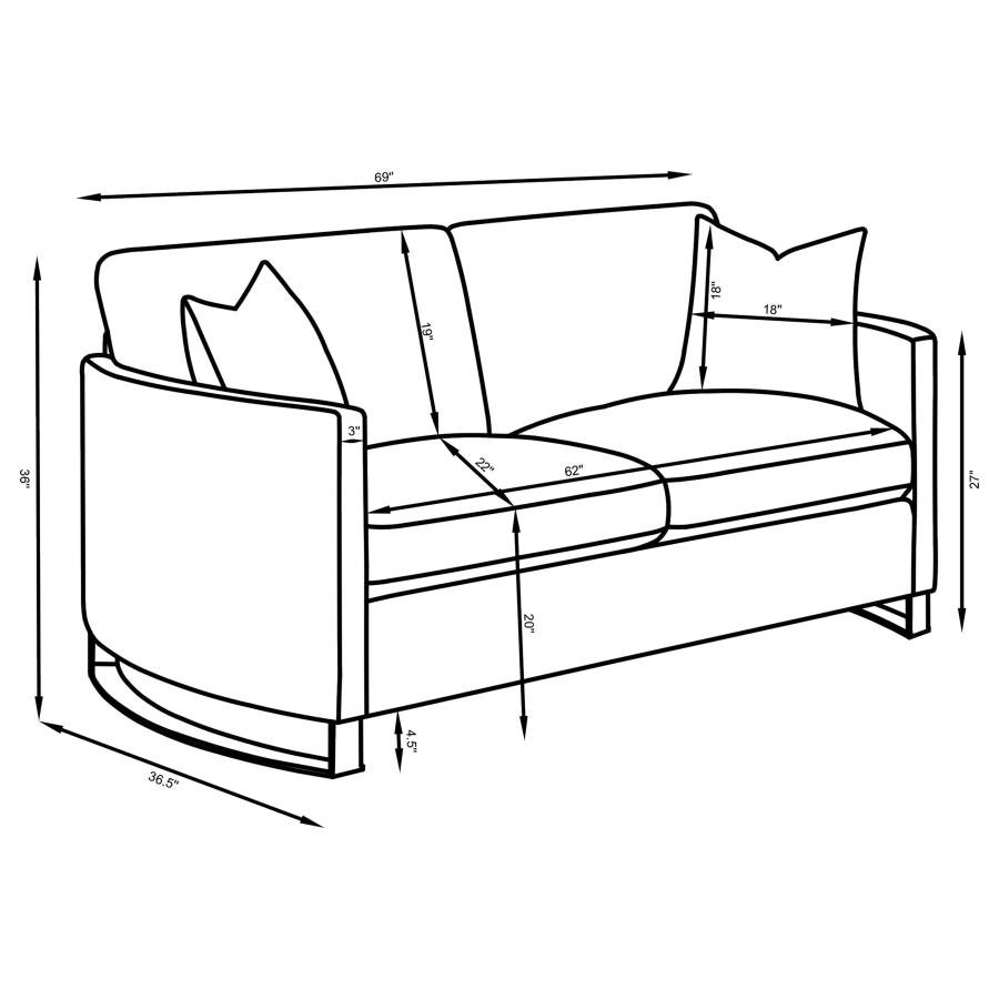 CORLISS 3-PIECE VELVET UPHOLSTERED SOFA SET CAMEL - Image 13