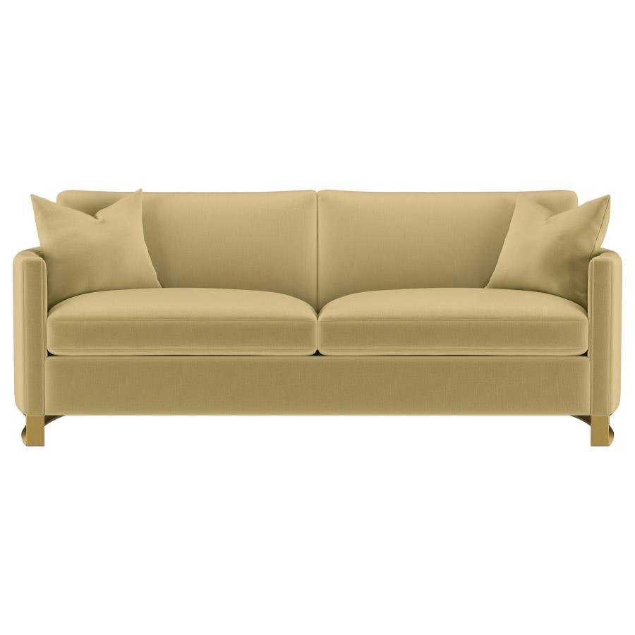 CORLISS UPHOLSTERED CURVED TRACK ARM SOFA CAMEL - Image 3