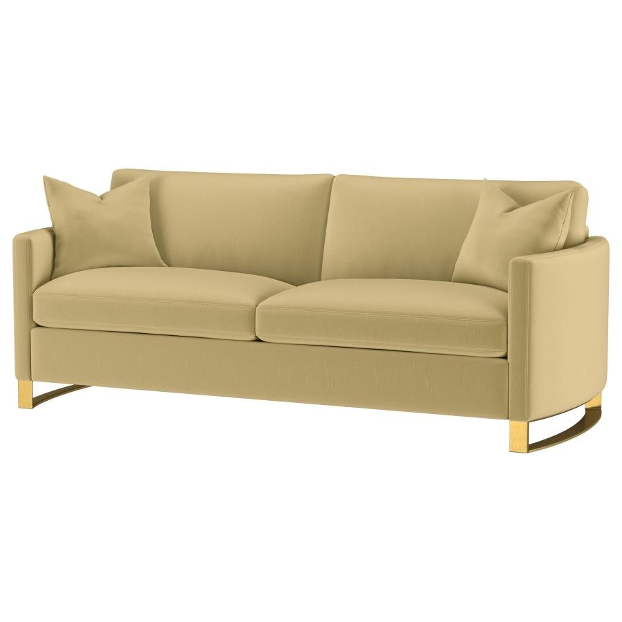 CORLISS UPHOLSTERED CURVED TRACK ARM SOFA CAMEL - Image 4