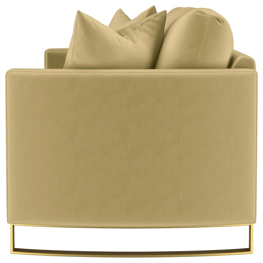 CORLISS UPHOLSTERED CURVED TRACK ARM SOFA CAMEL - Image 5