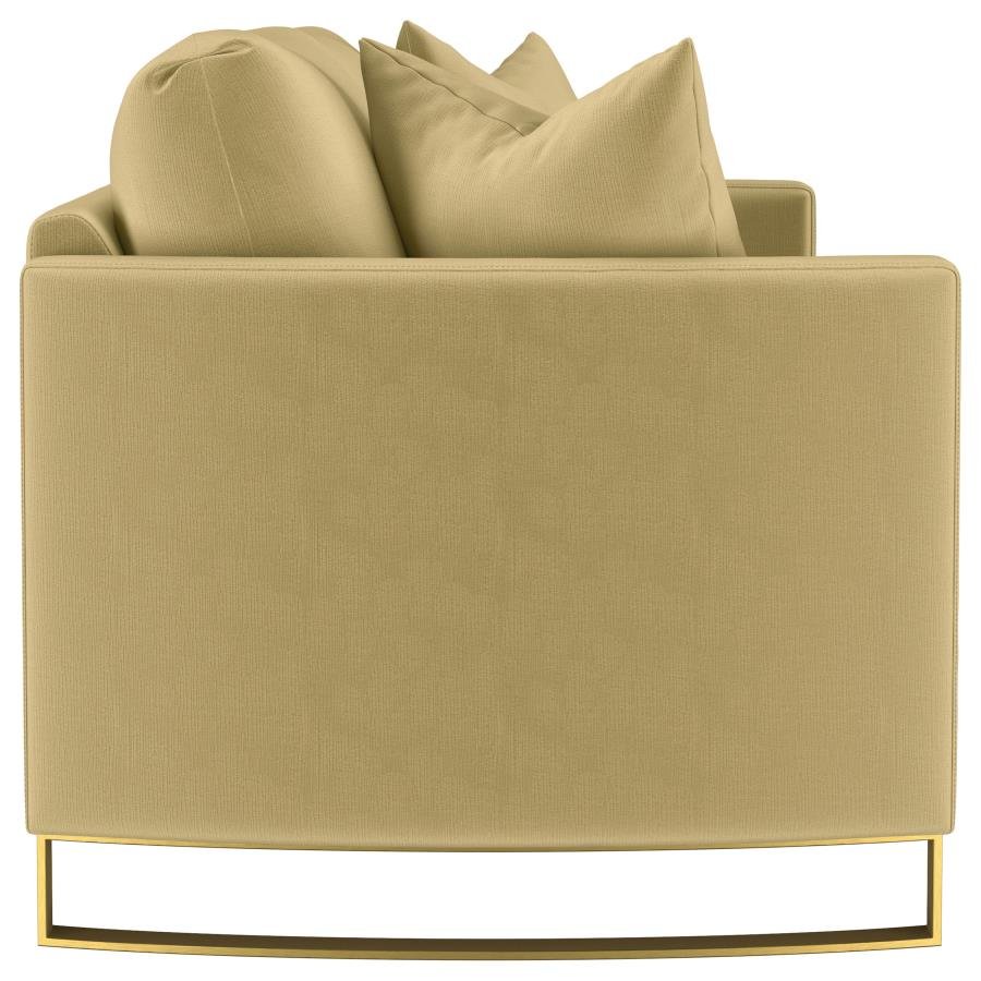 CORLISS UPHOLSTERED CURVED TRACK ARM SOFA CAMEL - Image 8