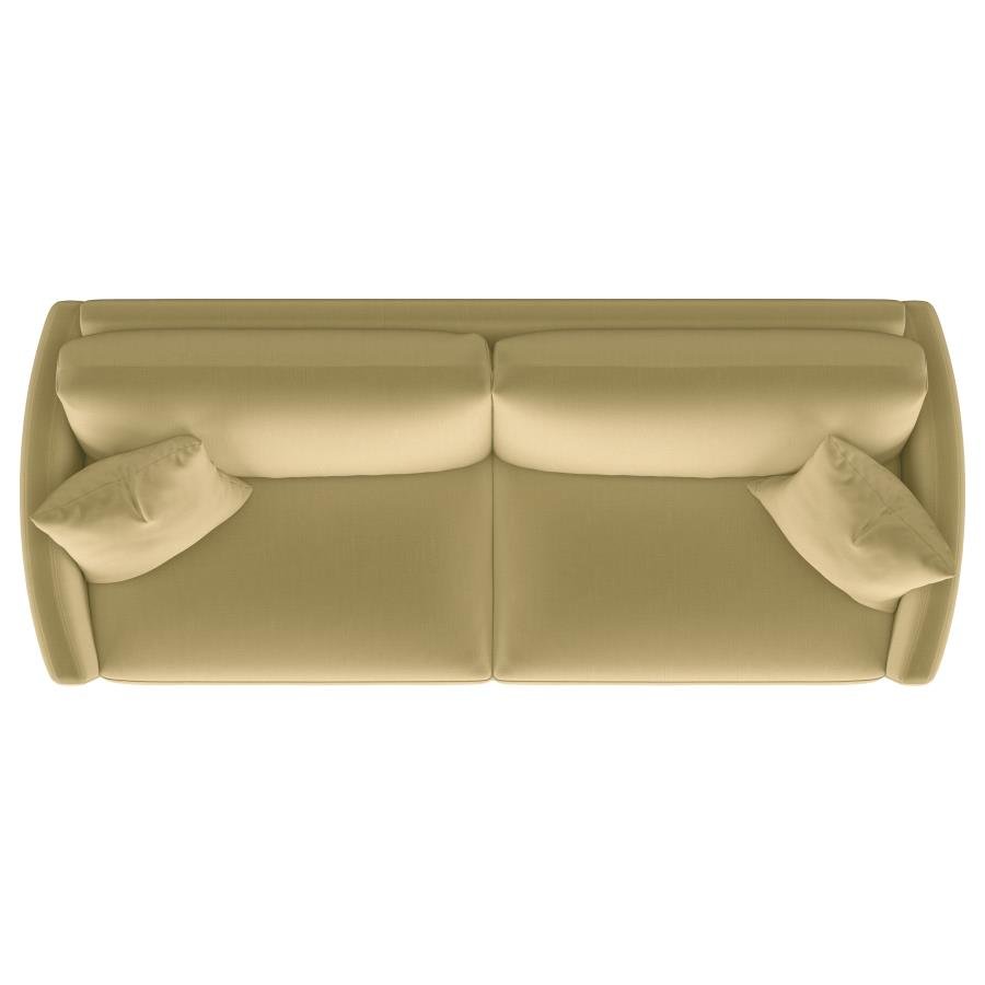 CORLISS UPHOLSTERED CURVED TRACK ARM SOFA CAMEL - Image 9