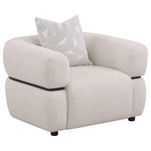 JEANETTE FABRIC UPHOLSTERED ROUND ARM ACCENT CHAIR BEIGE