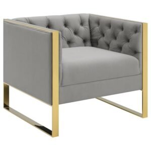 EASTBROOK VELVET UPHOLSTERED TUFTED ACCENT CHAIR GREY
